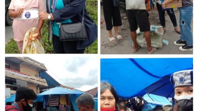 Gmki Siantar-Simalungun saat berbagi masker di Pasar Horas